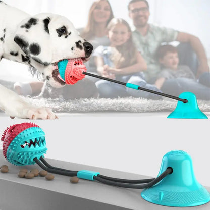 Interactive Dog Chew Toys for Aggressive Chewers - Suction Cup Teething Rope and Puzzle Treat Dispensing Ball
