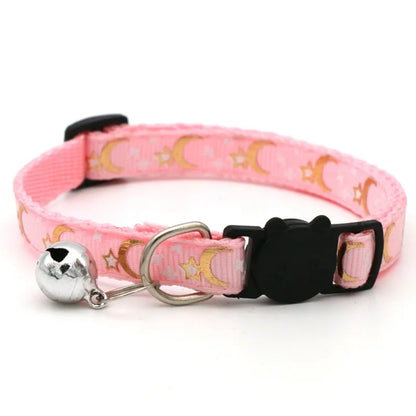 Adjustable Colorful Pet Collar with Bell and Cartoon Footprint Design for Dogs and Kittens