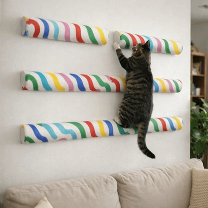 Wall-Mounted Self-Adhesive Cat Scratching Post - Durable Space-Saving Cylinder Design for Pet Furniture and Toys