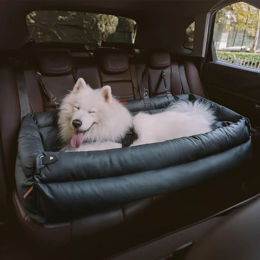 Luxury Faux Leather Pet Booster Car Seat for Dogs and Cats - Travel Bed and Car Seat Combo