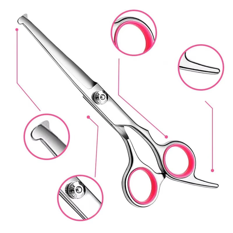 Professional Titanium Coated Dog Grooming Scissors Set with Safety Round Tips for Dogs and Cats
