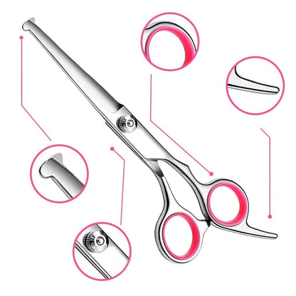 Professional Titanium Coated Dog Grooming Scissors Set with Safety Round Tips for Dogs and Cats