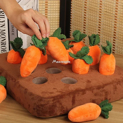Snuffle Mat for Dogs - Interactive Plush Carrot and Radish Toy Field
