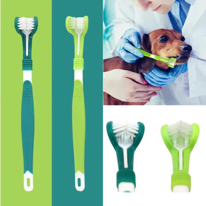 3-Sided Plastic Pet Toothbrush for Dogs and Cats - Tartar Removal and Oral Care