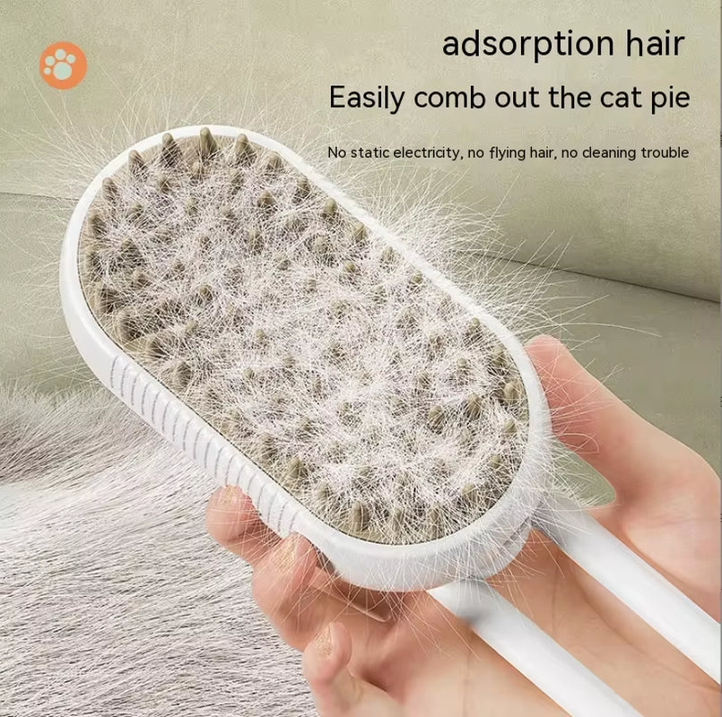 Electric Pet Grooming Comb with Spray Function for Cats and Dogs - One-Button Hair Removal and Massage Brush