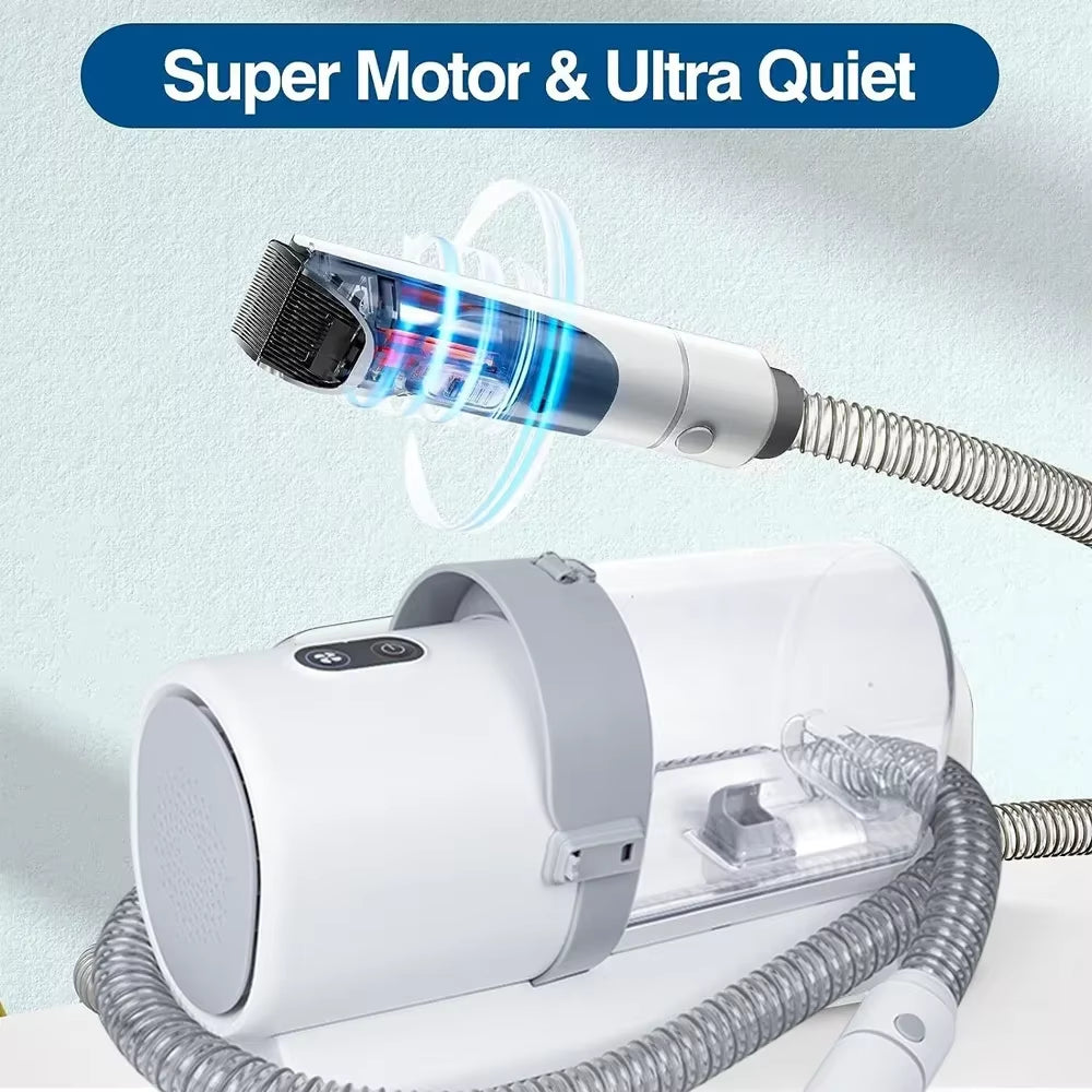 Comprehensive Professional Dog Grooming Kit Featuring 4 Hair Clipper Combs, 2.5L Vacuum Cleaner, and 5 Essential Shedding Tools