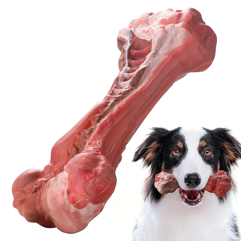 Indestructible Bone-Shaped Dog Toys for Aggressive Chewers - Interactive Nylon Toys for Large Dogs with Teeth Cleaning Features