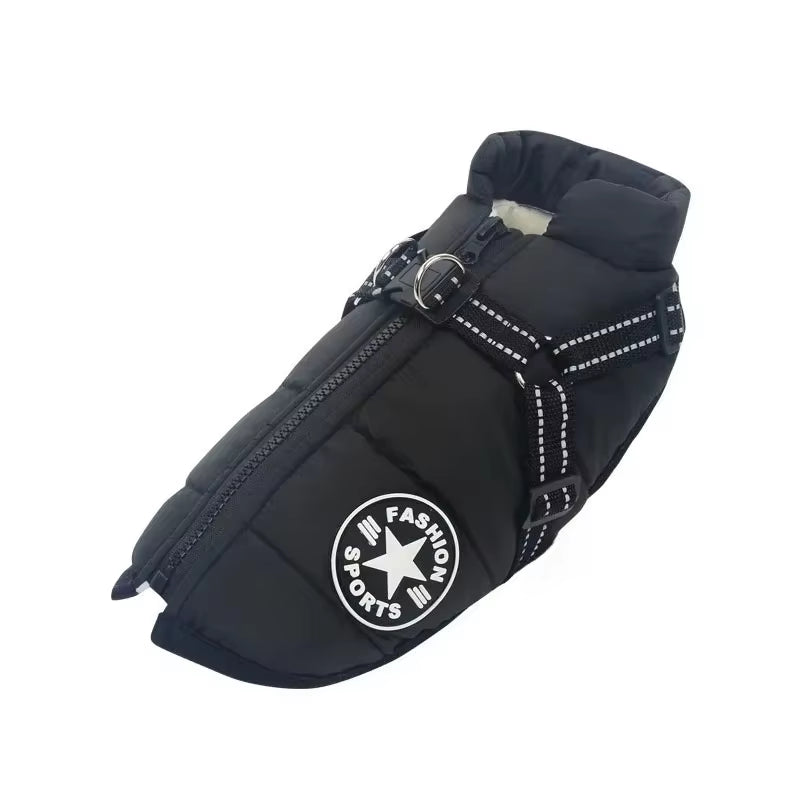 Premium Waterproof Dog Jacket with Integrated Harness - Winter Coat for Large Breeds Including Labrador, Chihuahua, and French Bulldog