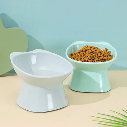 Nordic Style Anti-Tip Cat Bowl with Double-Ear Design and Elevated Legs for Feeding and Drinking