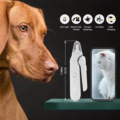 Professional Pet Nail Clippers and Quiet Grinder with Dual LED Lights for Dogs and Cats of All Sizes