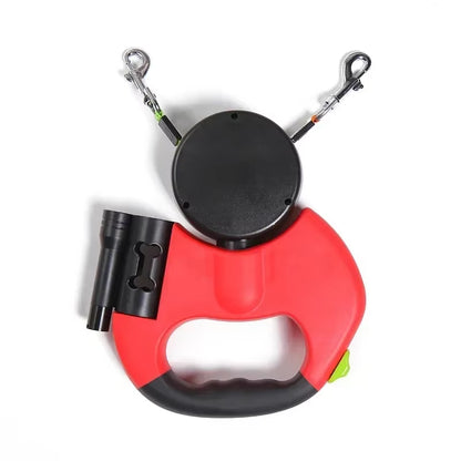 LED Automatic Retractable Dog Leash with Dual-Head Design and Plastic Storage Case - Pet Accessories