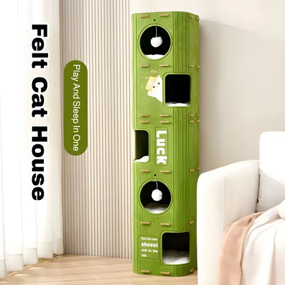 Deluxe Multi-Layer Cat Nest & Climbing Frame with Cozy Enclosed Sleeping Area – Scratch-Resistant & Durable Design for Active Cats