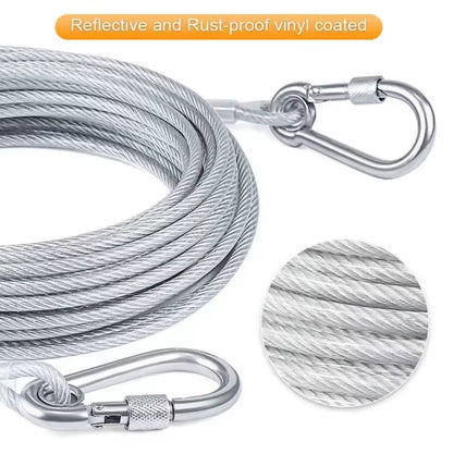 Double-Headed Dog Tie-Out Cable Leash with Metal Buckle, Rust-Resistant Steel Wire Training Collar for Outdoor Use