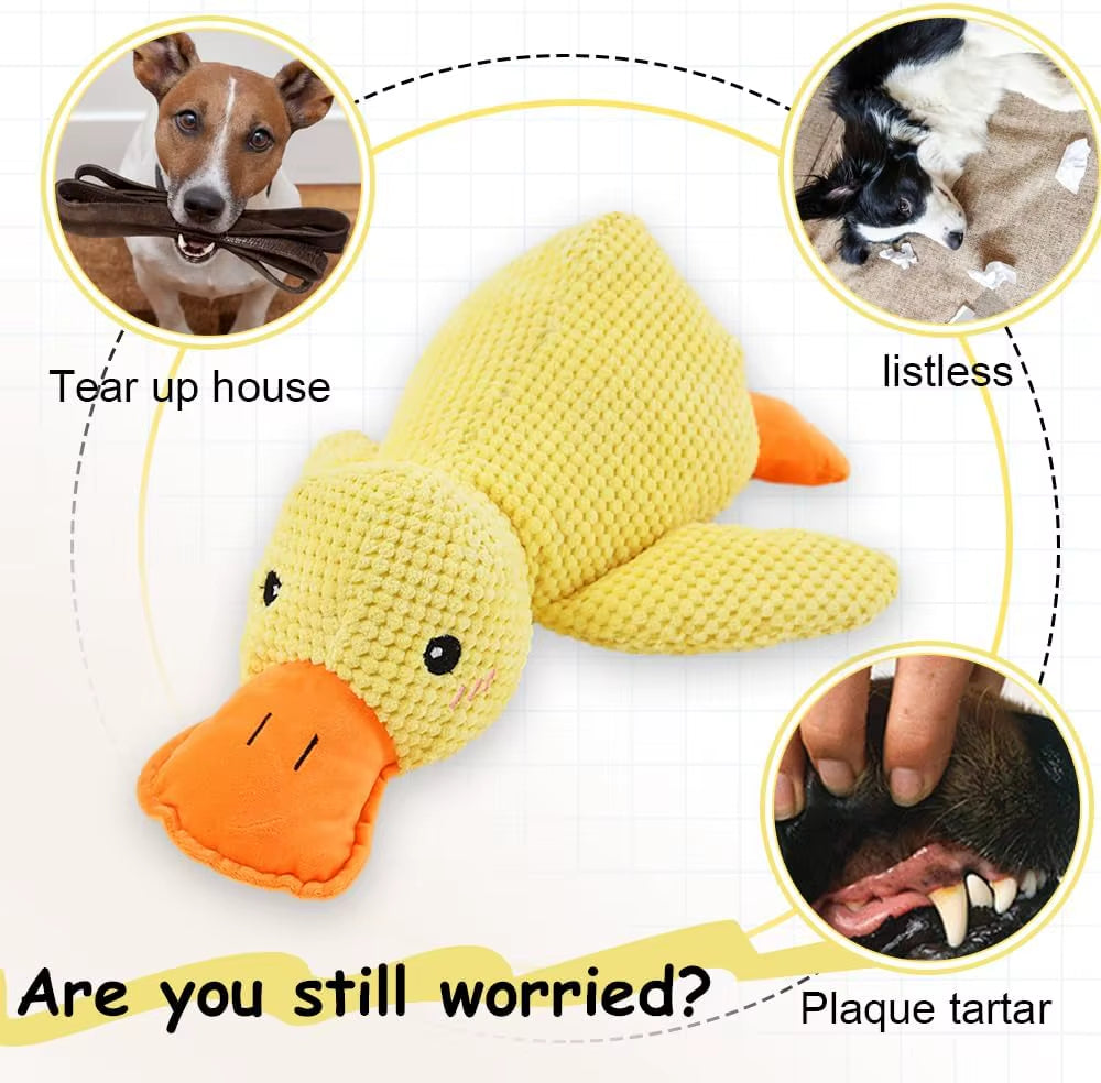 Durable Plush Duck Dog Toy with Quacking Sound - Chew-Resistant Companion for Small and Large Dogs, Promotes Teeth Grinding Relief