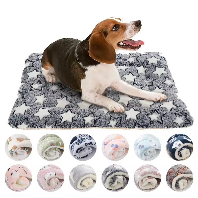 Flannel Pet Sleeping Mat - Cozy Dog Bed and Cat Litter Cushion for All Sizes, Ideal for Winter Use