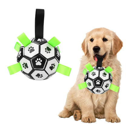 Interactive Dog Football Toys with Grab Tabs - Chew Balls for Outdoor Training and Play, 15cm