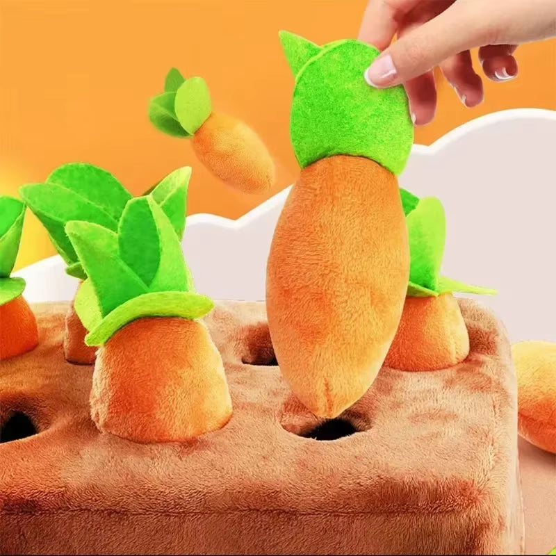 Interactive Plush Carrot Dog Toy for Small to Medium Pets - Bite-Resistant Chew Training Aid