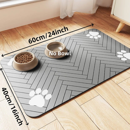 Absorbent Pet Feeding Mat with Waterproof Rubber Backing - Quick-Dry Placemat for Dogs and Cats' Food and Water Bowls