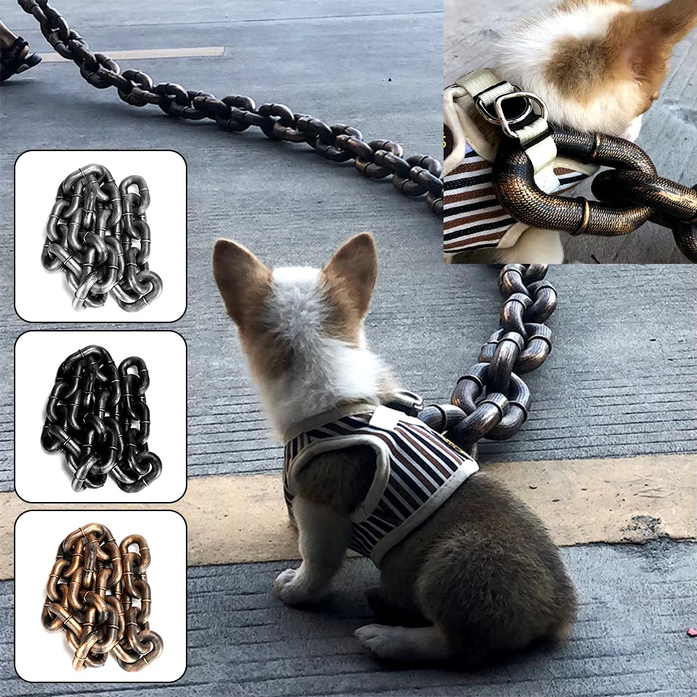 Lifelike Iron Chain Dog Leash for Pets of All Sizes - Durable and Stylish Accessory