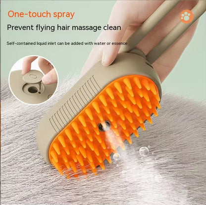 Electric Pet Grooming Comb with Spray Function for Cats and Dogs - One-Button Hair Removal and Massage Brush