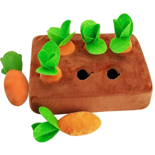 Interactive Plush Carrot Dog Toy for Small to Medium Pets - Bite-Resistant Chew Training Aid