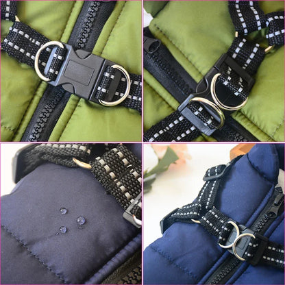 Premium Waterproof Dog Jacket with Integrated Harness - Winter Coat for Large Breeds Including Labrador, Chihuahua, and French Bulldog