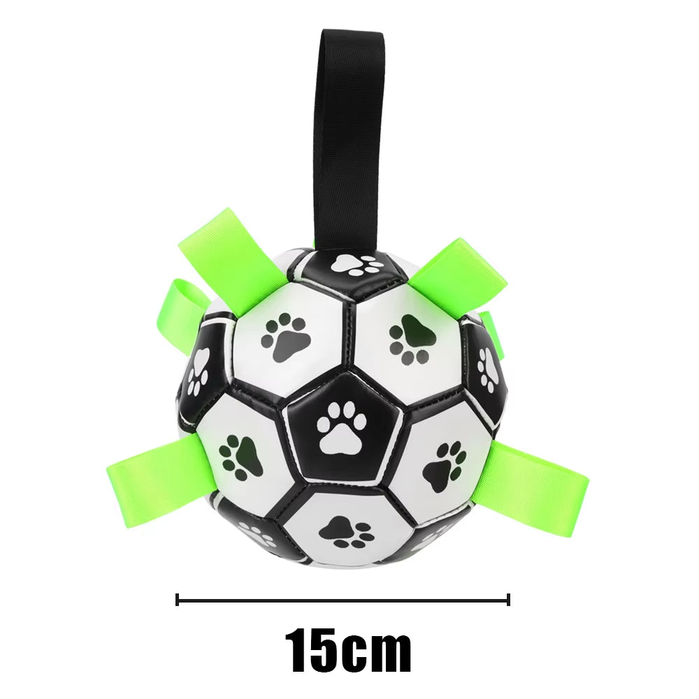 Interactive Dog Football Toys with Grab Tabs - Chew Balls for Outdoor Training and Play, 15cm