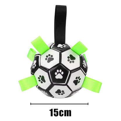 Interactive Dog Football Toys with Grab Tabs - Chew Balls for Outdoor Training and Play, 15cm