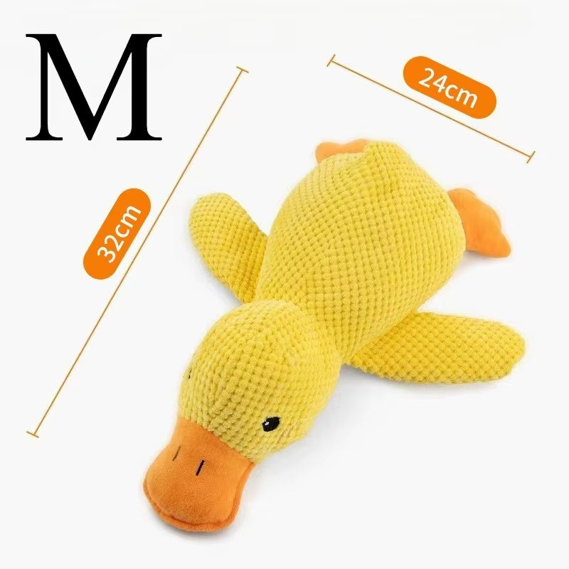 Durable Plush Duck Dog Toy with Quacking Sound - Chew-Resistant Companion for Small and Large Dogs, Promotes Teeth Grinding Relief