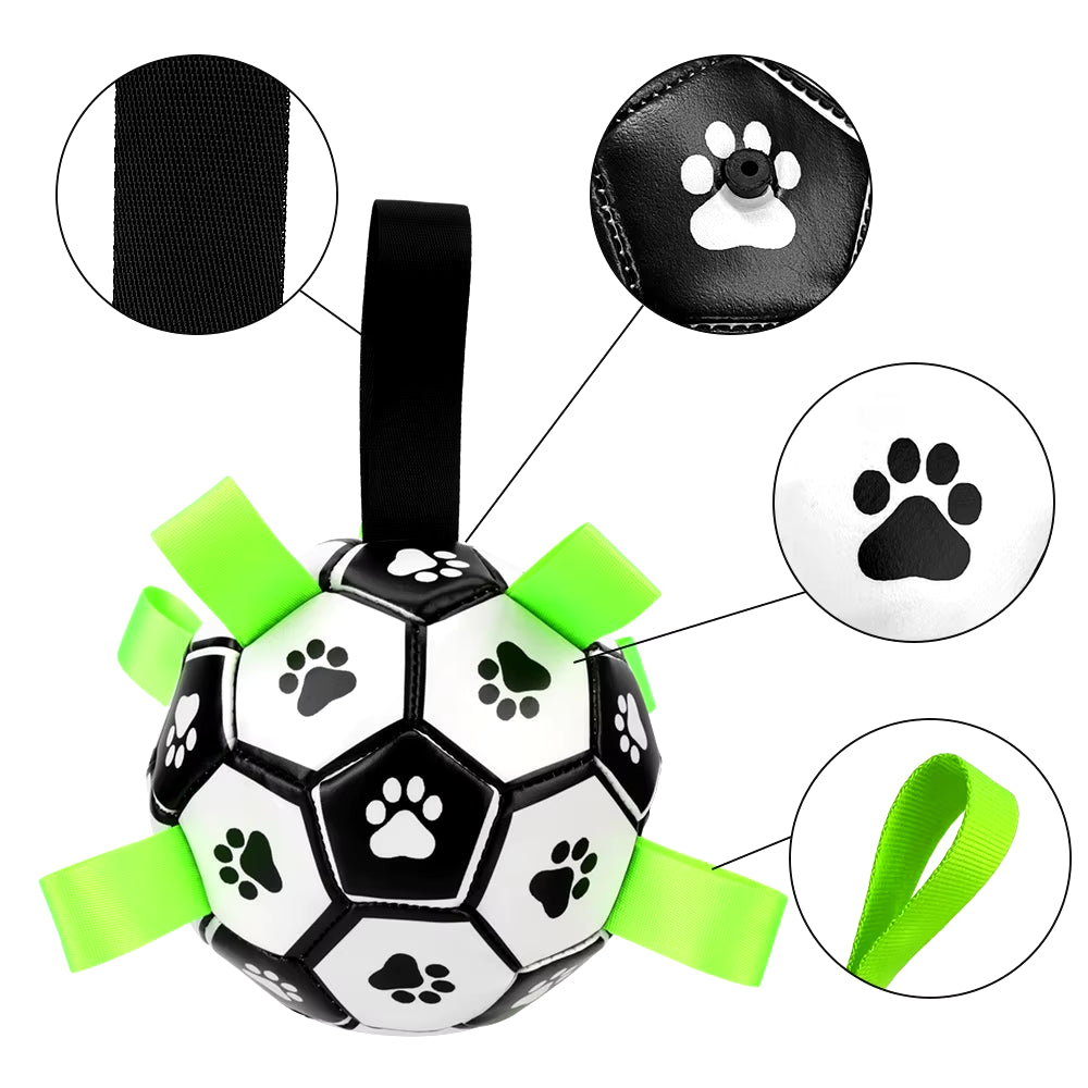 Interactive Dog Football Toys with Grab Tabs - Chew Balls for Outdoor Training and Play, 15cm