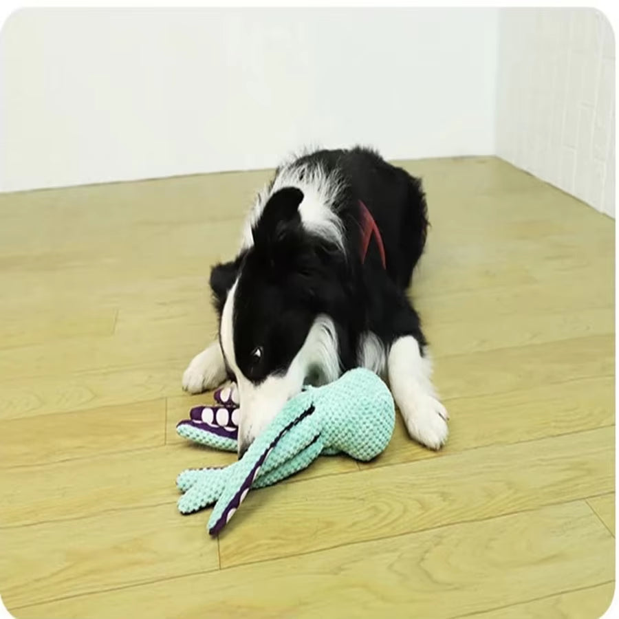 Interactive Plush Octopus Toy for Dogs - Sound-Emitting, Durable Companion for Large and Small Breeds