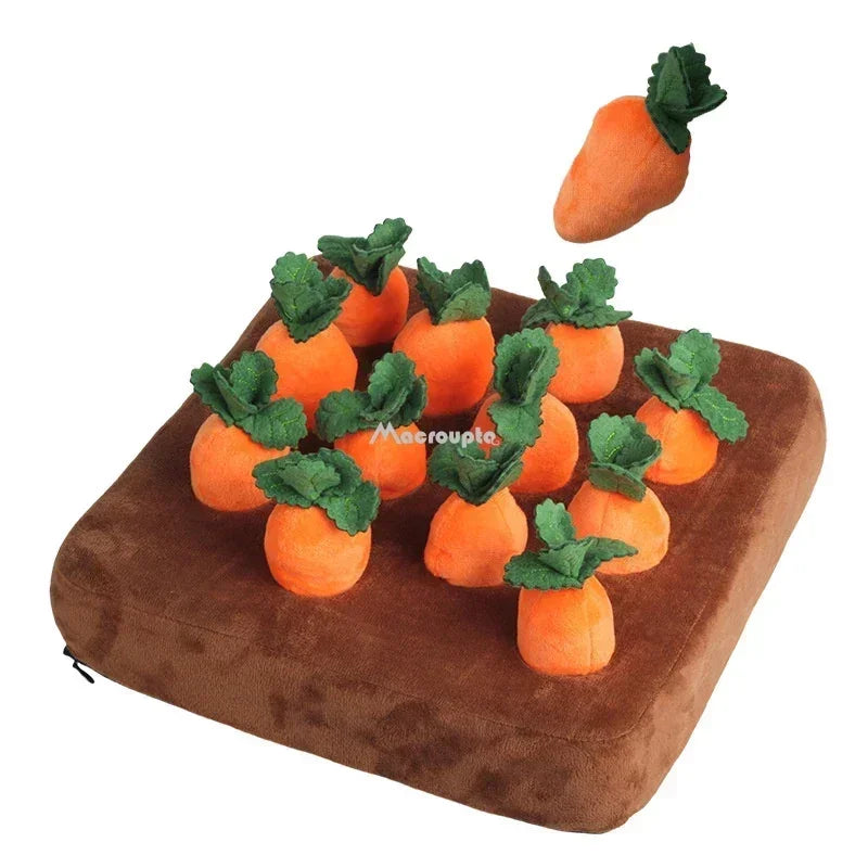 Snuffle Mat for Dogs - Interactive Plush Carrot and Radish Toy Field