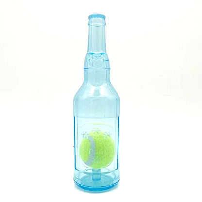 Interactive Dog Chewing Toy: Beer Bottle Design with Tennis Ball and Squeaker for Engaging Playtime