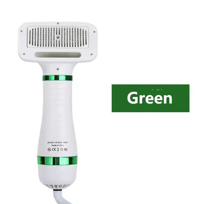 2-in-1 Quiet Pet Dog Dryer and Grooming Brush Kit for Cats and Puppies with Adjustable Temperature