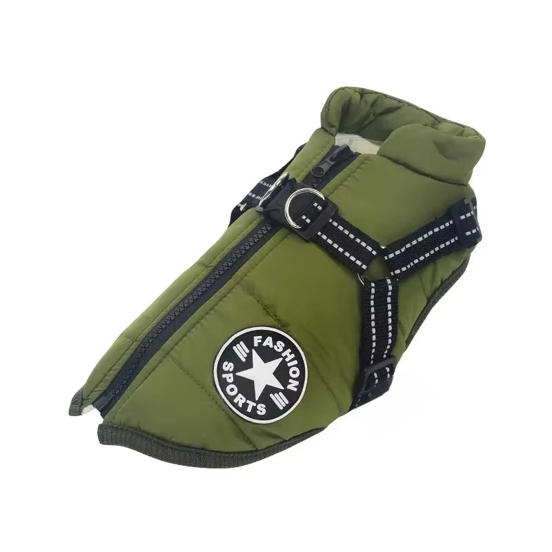 Premium Waterproof Dog Jacket with Integrated Harness - Winter Coat for Large Breeds Including Labrador, Chihuahua, and French Bulldog