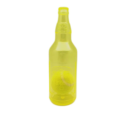 Interactive Dog Chewing Toy: Beer Bottle Design with Tennis Ball and Squeaker for Engaging Playtime