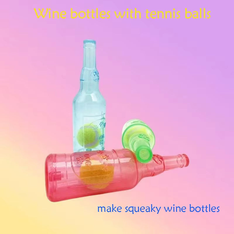Interactive Dog Chewing Toy: Beer Bottle Design with Tennis Ball and Squeaker for Engaging Playtime