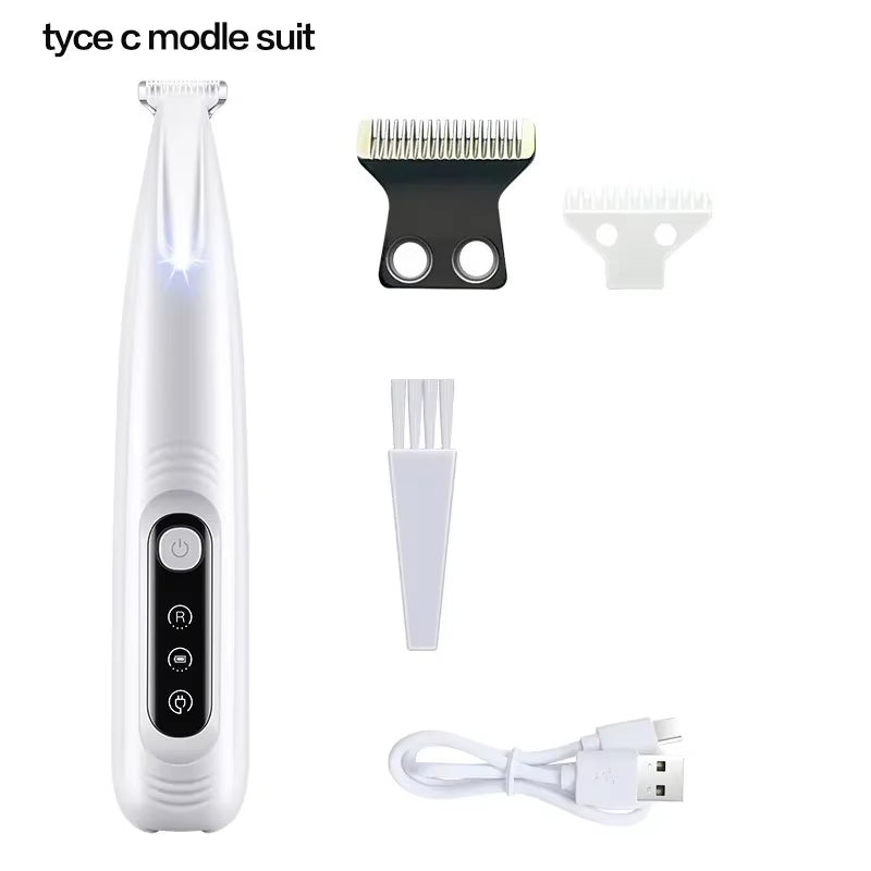 Professional Waterproof Dog Paw Trimmer with LED Light and 18mm Wide Blade for Pet Grooming