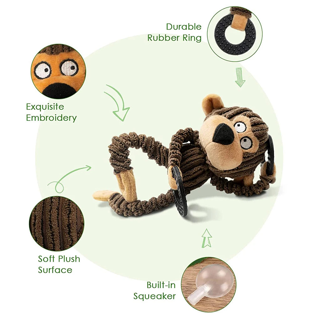 Plush Squeaky Puppy Chew Toys for Teething and Training - Interactive Toys for Small Dogs Featuring Adorable Monkey Design