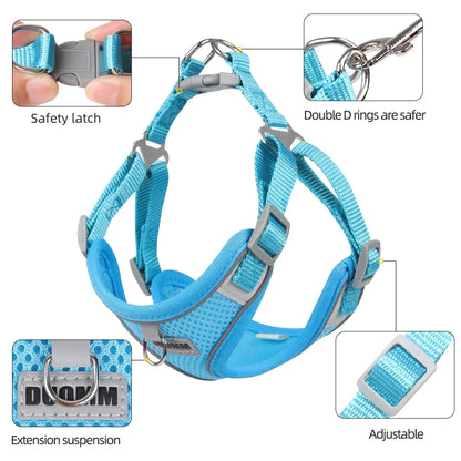 Reflective Dog Harness and Leash Set for Small to Medium Dogs and Cats - Chest Strap Vest for Outdoor Walking and Safety