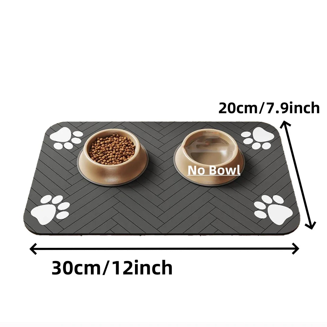 Absorbent Pet Feeding Mat with Waterproof Rubber Backing - Quick-Dry Placemat for Dogs and Cats' Food and Water Bowls