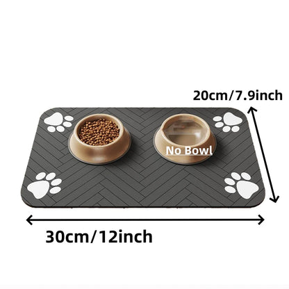 Absorbent Pet Feeding Mat with Waterproof Rubber Backing - Quick-Dry Placemat for Dogs and Cats' Food and Water Bowls