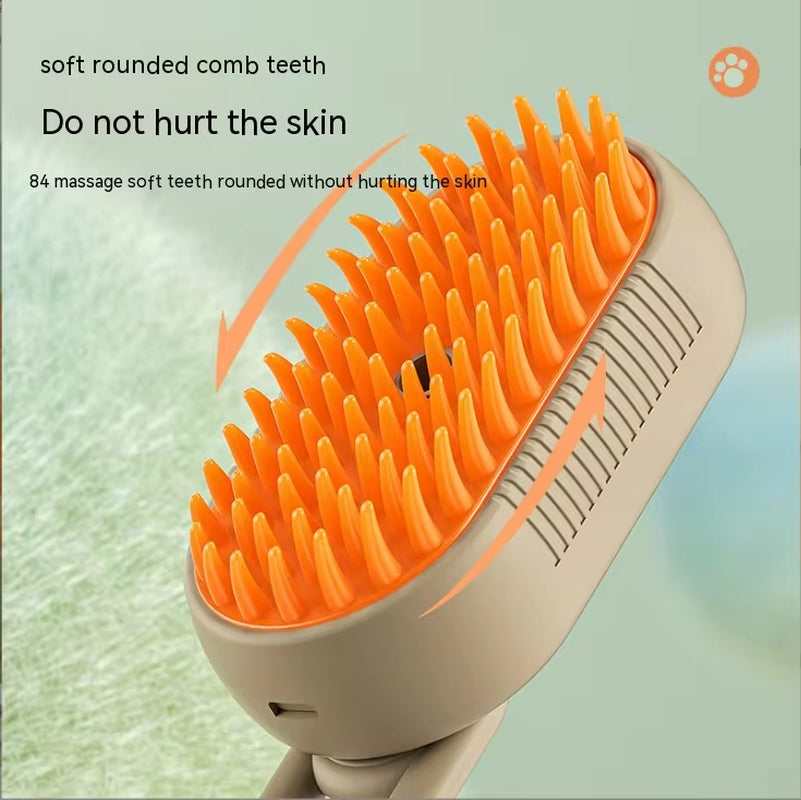 Electric Pet Grooming Comb with Spray Function for Cats and Dogs - One-Button Hair Removal and Massage Brush