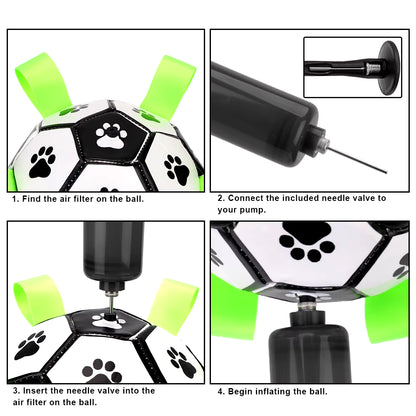 Interactive Dog Football Toys with Grab Tabs - Chew Balls for Outdoor Training and Play, 15cm