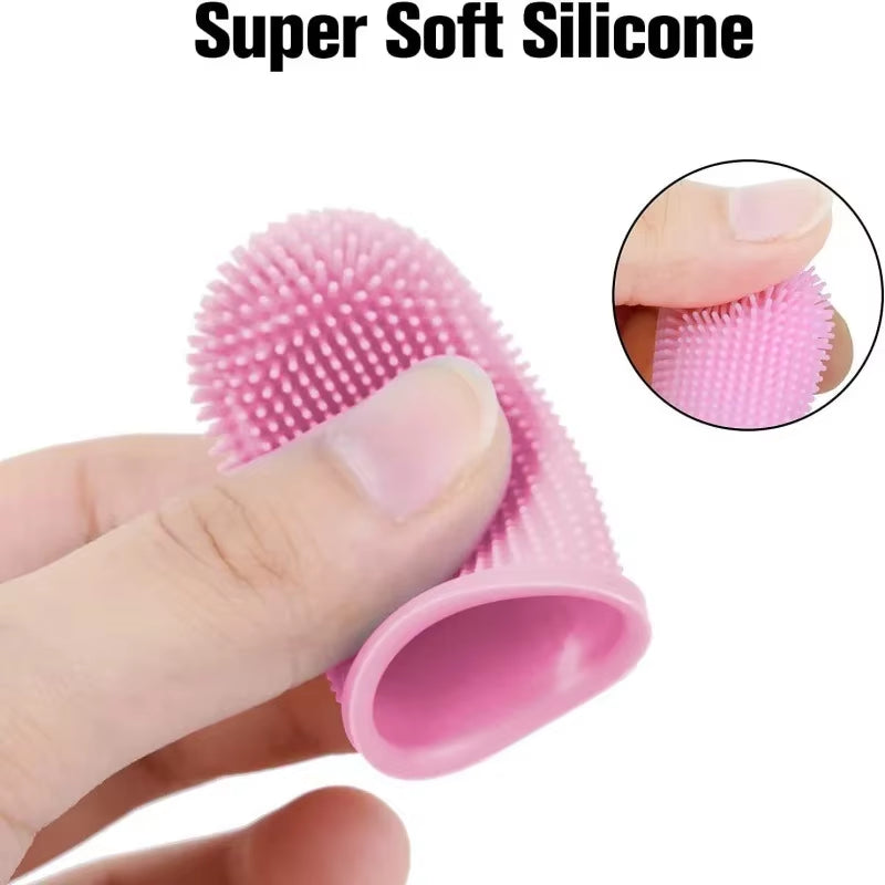 Super Soft Pet Finger Toothbrush for Dogs and Cats - Nontoxic Silicone Dental Care Tool