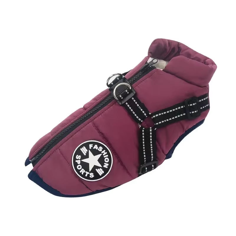 Premium Waterproof Dog Jacket with Integrated Harness - Winter Coat for Large Breeds Including Labrador, Chihuahua, and French Bulldog
