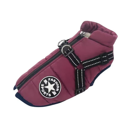 Premium Waterproof Dog Jacket with Integrated Harness - Winter Coat for Large Breeds Including Labrador, Chihuahua, and French Bulldog