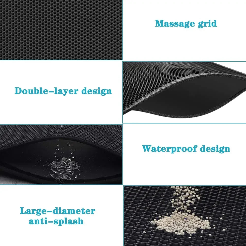 Double Layer Waterproof Cat Litter Mat with Complimentary Gift - Non-Slip Washable Pet Litter Box Pad