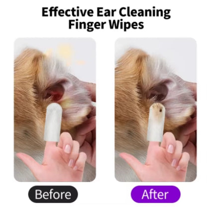 Disposable Pet Ear Cleaning Wipes with Finger Covers for Convenient Ear Care and Mite Removal in Dogs