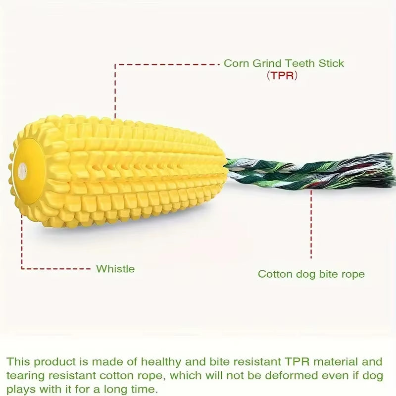 Durable Interactive Dog Chew Toys for Aggressive Chewers, Squeaky Corn Stick for Puppies and Large Dogs